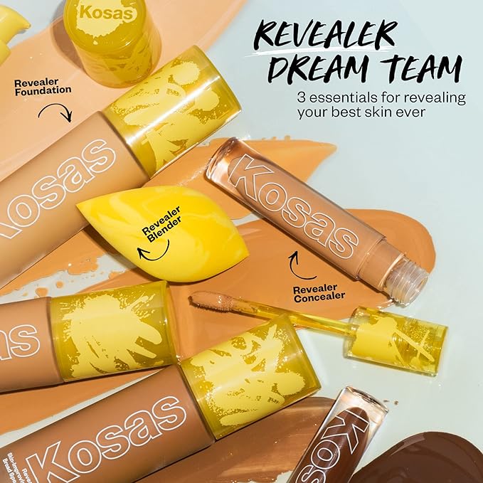 Kosas Revealer Liquid Foundation SPF 25 – Medium Buildable Coverage, Hydrating Natural Glow Finish, Rich Deep Neutral 440