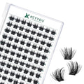 Lash Clusters 96pcs Individual Lashes Y22 D Curl 10mm Eyelash Clusters KEYYOU Volume Wispy Lash Extension Soft&Comfortable Easy DIY at Home(Y22,D-10mm)