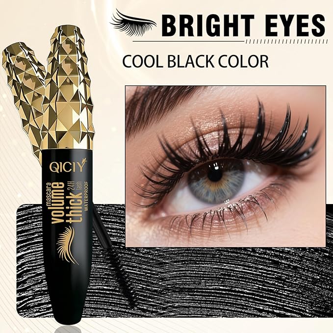 Volumizing Mascara Long-Lasting, Waterproof, Curling & Separating Formula for Dramatic, Natural-Looking Lashes Black