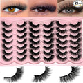 Mink Lashes Fluffy Natural Cat Eye Strip Lashes Pack Wispy C Curl 3D Cateye False Eyelashes Natural Look Faux Mink Eyelashes Bulk