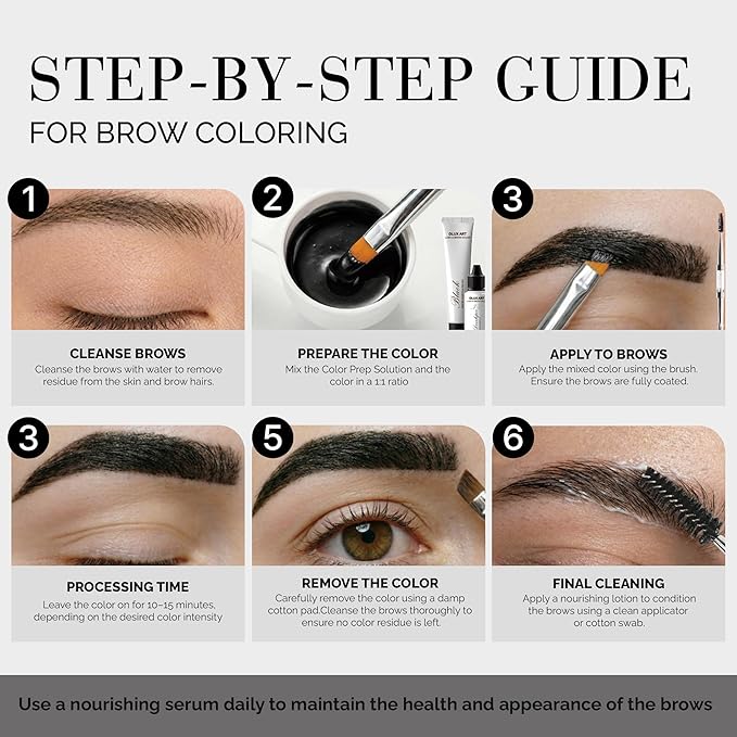Korean Eyebrow Color Kit Brown – Professional Brow Color for Women, Eyebrow Color for Natural Looking Brows, Long-Lasting Brow Color for Salon & Home