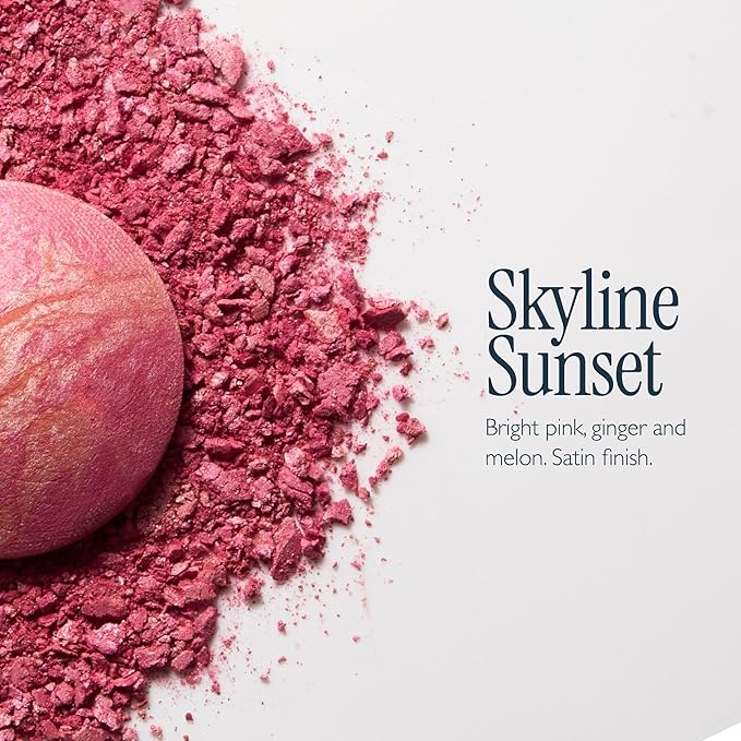 LAURA GELLER NEW YORK Baked Blush-n-Brighten for Mature Skin - 00 Skyline Sunset - Powder Blush Won't Settle into Fine Lines - Buildable Natural Finish – Longlasting Formula - Made in Italy