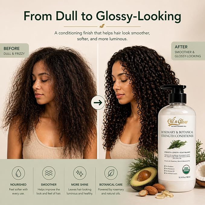 Rosemary & Botanical Strength Hair Conditioner for Women, & Men Health Scalp & Hair Growth Support, Moisturizing Formula with Botanical Oils, Vegan, 10.14 fl oz