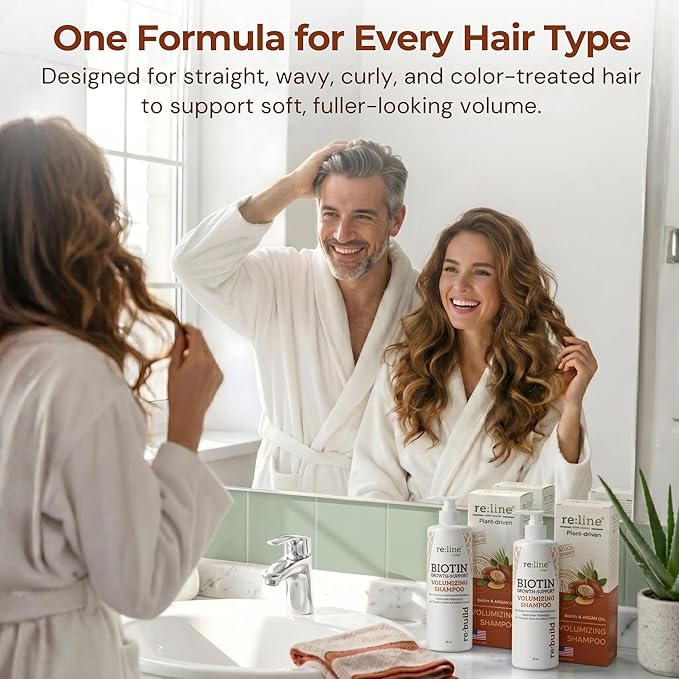 Biotin Shampoo for Hair Growth & Thickness - Thickening Shampoo for Thinning Hair for Women & Men with Saw Palmetto Plant Keratin & Rice Water Protein - Color Safe, Sulfate & Paraben Free - 8 Fl Oz