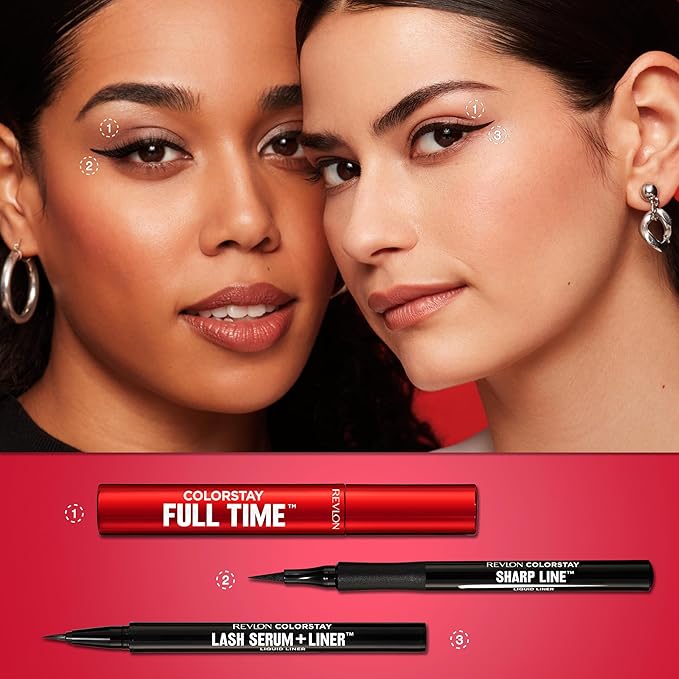 REVLON ColorStay Lash Serum + Liner, Waterproof Eyeliner, Healthier Looking Eyelashes, Smudge-Resistant Flexible Brush Tip, 001 Blackest Black