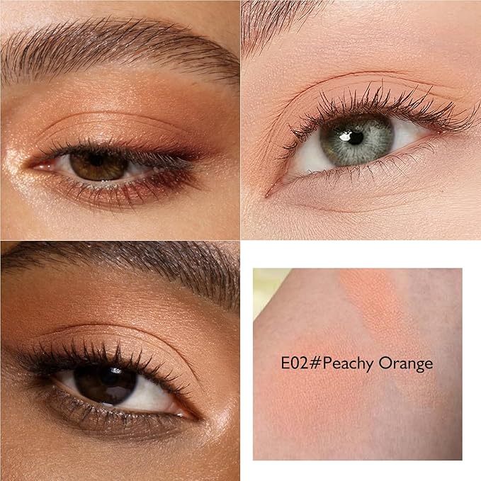 Peachy Orange Eyeshadow Palette, Single Matte Eye Shadow Palettes High Pigment Neutral Eyeshadow, Compact Pressed Powder Cream Eye Shadow for Older Women Makeup Sombra De Ojos