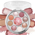 UCANBE Baked Eyeshadow & Blush Palette, High Pigmented Blendable Matte Shimmer Rose Pink Eye Shadow & Cheek Makeup Palette, Rotating Compact Design Makeup Gift, 02 Whispered Rose
