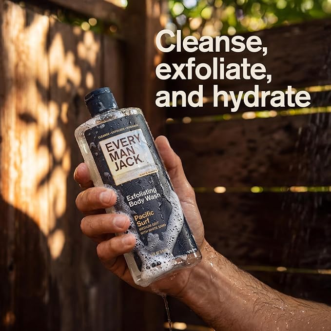 Every Man Jack Exfoliating Body Wash for All Skin Types - Pacific Surf - Made with Natural Exfoliants -14 fl oz (2 Pack)
