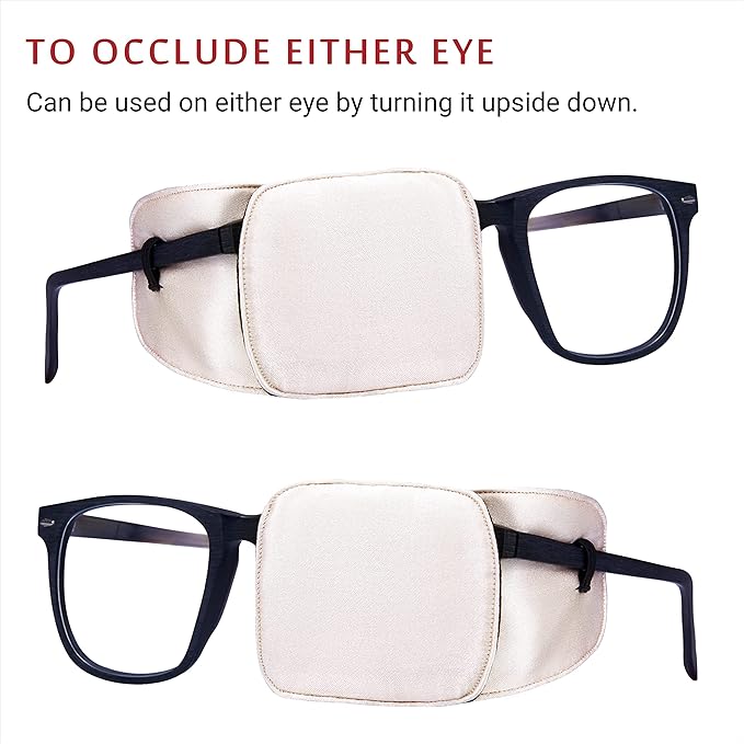 Astropic Large Silk Eye Patch for Adults Kids Big Glasses to Cover Either Eye (Large, Creamy Beige)