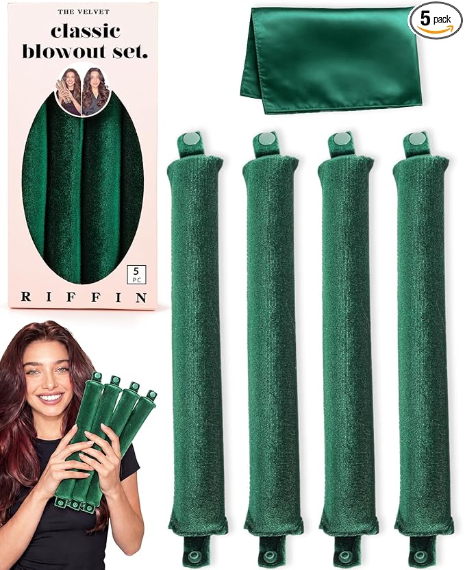 Classic Heatless Curls Overnight Rods - Upgraded Directional Grip Velvet No Heat Hair Curlers to Sleep Hair Rollers Flexible Curling Rods Set for Long Thicker Hair, Full Coverage Larger Silk Scarf