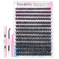 Pawotence Lash Extension Kit DIY 280pcs Individual Lash Clusters Kit 50D 9-16mm Cluster Eyelash Extensions Kit with Lash Bond and Seal, Lash Tweezers for Self Application (50D, 0.07D, 9-16mm, Kit)