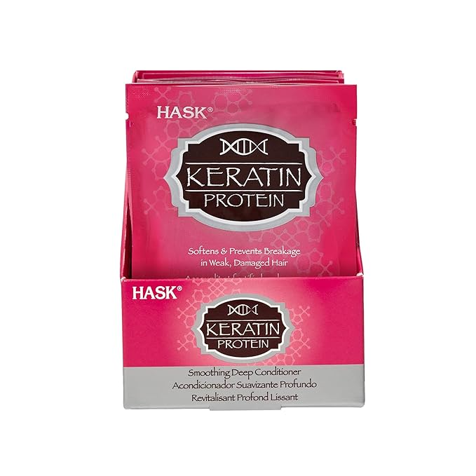 HASK Keratin Smoothing Deep Conditioner Treatments for all hair types, color safe, gluten-free, sulfate-free, paraben-free - Pack of 12