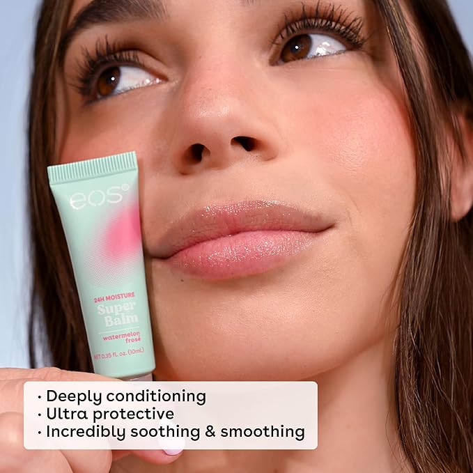 eos 24H Moisture Super Balm- Raspberry Kiwi Splash & Strawberry Sorbet, Lip Mask, Day or Night Lip Treatment, Made for Sensitive Skin, 0.35 fl oz, 2-Pack