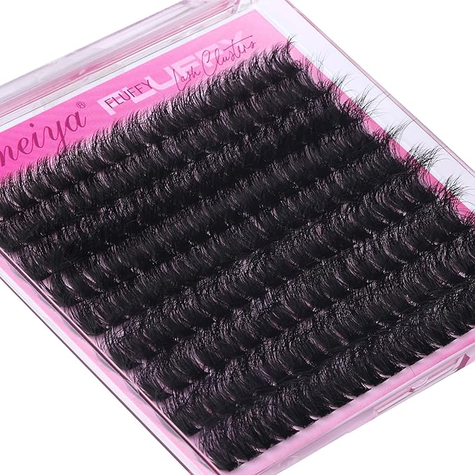 Geeneiya Full Lash Clusters D Curvature Eyelash Clusters Thick Cluster Eyelash Extensions Wispy Individual Lashes Extensions Waterproof Lashes DIY at Home for Beginners with Lash Map