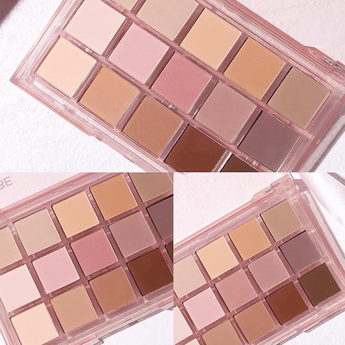 UCANBE Neutral Matte Eyeshadow Palette, 15 Colors Nude Taupe Rose Brown Eye Makeup Pallet, Natural Warm Tone High Pigmented Blendable & Buildable Sombras De Ojos Gift Kit
