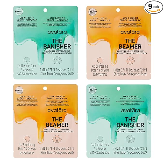 Avatara Sheet Mask Set, Facial Mask Variety Sets (2-Step Treatments)