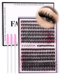DIY Lash Extension Kit Cluster Lashes 280 pcs Lash Clusters with Lash Brush D Curl Volume Eyelashes Extensions 9-16 mm 40D+50D Individual Lashes Thin Band Eyelashes Cluster Kit for Beginners (No Glue)