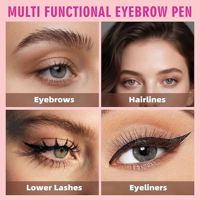 2 Pack Hair Like Eyebrow Pen Set, Long-Lasting Microblading Eye Brow Pencil for Natural Brows, 2-IN-1 Beginners & Daily Use Eyebrow Pencils for Women, Waterproof & Smudge-Proof Brow Tint