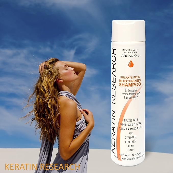 Argan Oil Shampoo Sulfate Free 10oz with Argan Oil, Jojoba Oil, Collagen Amino Acids, Keratin Color Safe for Men Women All Types of Hair