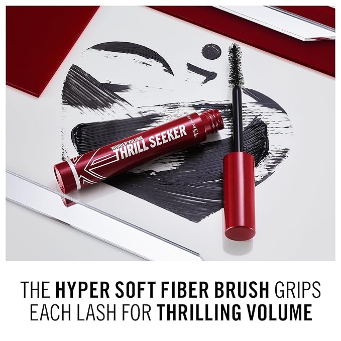 Rimmel London Wonder'Volume Thrill Seeker, 001 Extreme Black, Mascara, Bold Volume, Lengthening, Weightless Feel, Doesn't Clump, Smudge-Free, 0.30oz