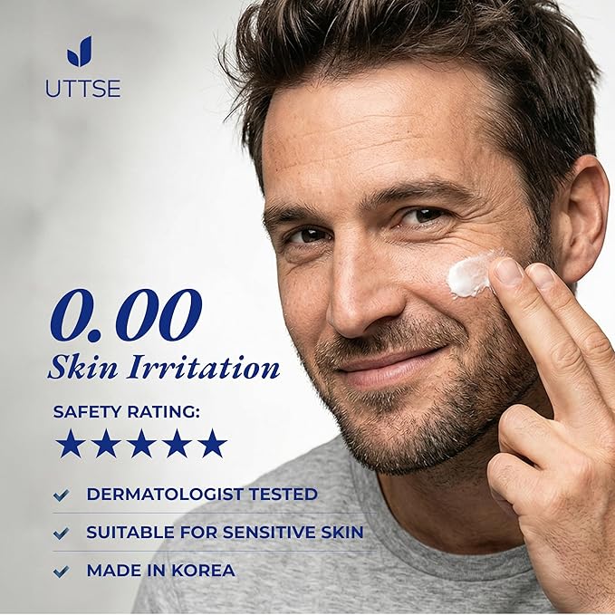 Uttse 6-in-1 Mens Face Moisturizer: Face Cream for Men - Reduce the Look of Eye Bags, Dark Circles, and Puffiness - Skin Care for Men - Made in Korea