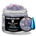 BALTIC DAY Chameleon Opal Flakes [Green/Pink] – Color Shift Mica Pigment Powder for Epoxy Resin, Tumblers, Nail Art, Eyeshadow, Makeup, Molds, and More – Chrome Color Shift Powder