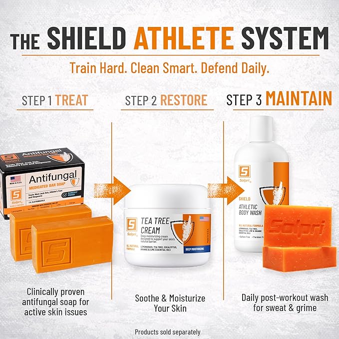 Shield Tea Tree Body Wash for Athletes | Sulfate Free Body Wash | Odor Control with Lemongrass & Eucalyptus Oils | 8 oz