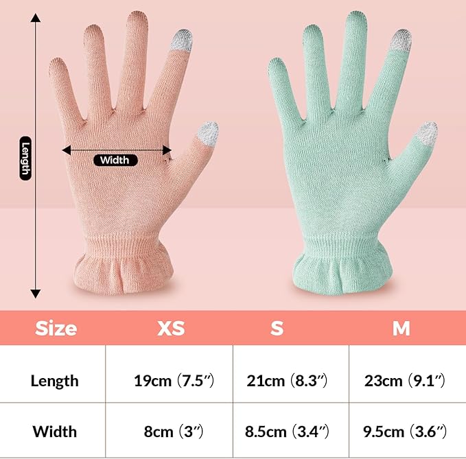 Donfri 6 Pairs Cotton Moisturizing Gloves Overnight Touchscreen Fingers for SPA Dry Hands Hand Care Day and Night Moisturizing (Medium-Pink)