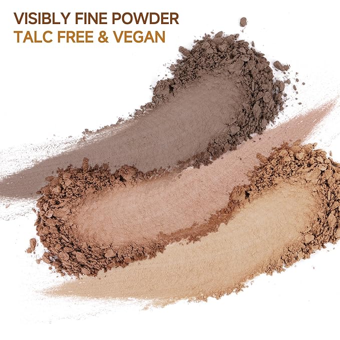 CCbeauty Eyebrow Powder Makeup Kit,3 Colors Eye Brow Powder Palette, Long Lasting Waterproof Brown Brow Filler, With Buit-In Mirror, Brow Brush, Brow Razor, Brow Tweezers, 10Pcs Eye Brow Stencil