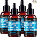 Liquid Collagen Peptides for Women - Serum Complex with Biotin Vitamin, Hydrolyzed Keratin Protein and Saw Palmetto - Comprehensive Formula for Hair, Skin, and Nails Wellness - 2fl oz (Pack of 4)