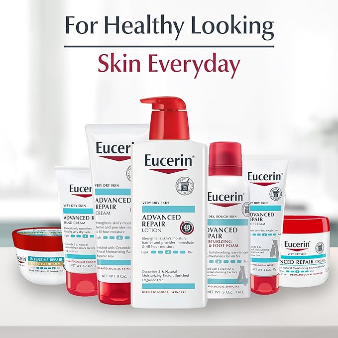 Eucerin Advanced Repair Hand Cream, Lotion for Very Dry Skin Use After Washing with Hand Soap, Fragrance Free, 2.7 oz, 12 Count (Pack of 4)