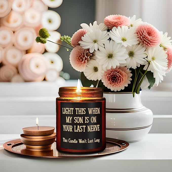 Daughter in Law Gift Candles - Funny Bridal Shower Wedding Mothers Day Birthday Gift for Daughter in Law, Sons Girlfriend - Fun Relax Gifts for Women Mom - Sea Salt Jasmine Spa Scented Candle