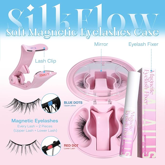 CALAILIS Magnetic Eyelashes with Applicator Upgrade Soft Magnetic Lashes Natural Look Reusable No Glue or Eyeliner Needed Easy to Wear and Remove (AN26)
