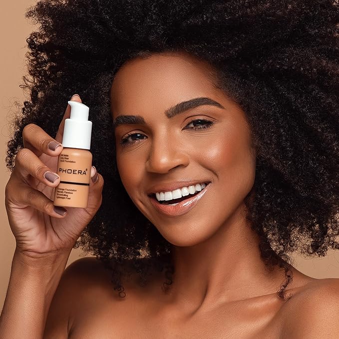 PHOERA Foundation, PHOERA Matte Liquid Foundation,PHOERA Makeup for Women, PHOERA Foundation Full Coverage Concealer, 30ml 24HR Matte Oil Control Concealer (107- Hone*2)