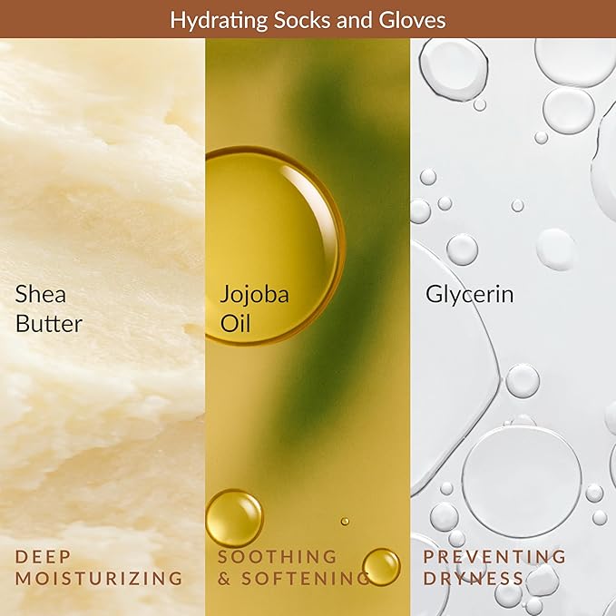 Epielle Hydrating Hand Mask 6 Pairs, Relieve and Soften with Shea Butter & Jojoba Oil, Deep Moisturizing Gloves for Dry, Cracked Hands, Self Care Gifts for Women, Spa Kit, Mothers Day Gifts
