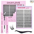 OKAYLOVE Wispy Lash Clusters Kit, VIVI 10-16mm Natural Cluster Eyelash Extension Kit, 144pcs CC Curl DIY Individual Lashes Black Band Natural Look Eyelashes with Bond and Seal, Remover, Tweezers