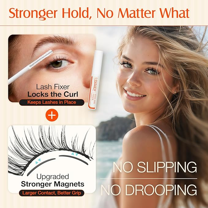 LASHVIEW Upgrade Magnetic Eyelashes with Applicator Soft Magnetic Eyelashes Natural Look Reusable No Glue Needed Easy to Wear and Remove (YT48)