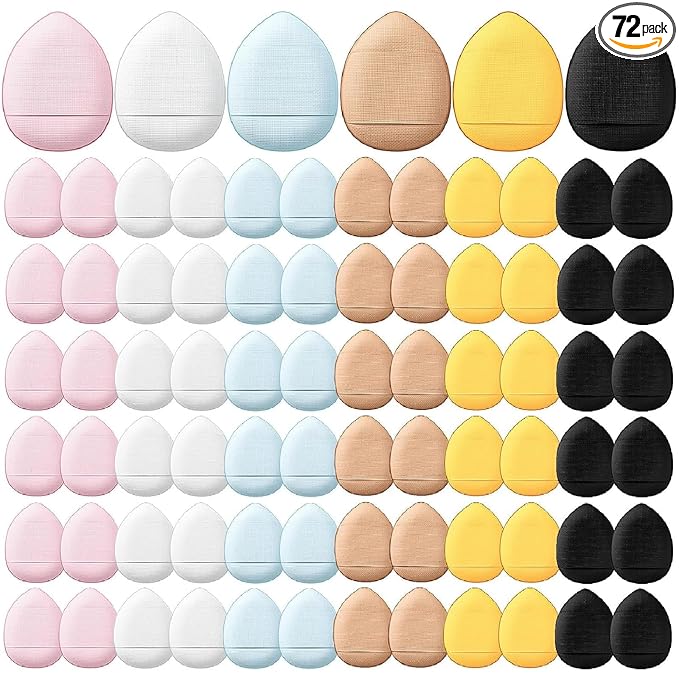 72 Pcs Finger Powder Puff Mini Makeup Sponge Soft Beauty Makeup Blender Puff for Foundation, Face Powder, Under Eye Setting, Concealer, Repair Cream, Cosmetic Tool (Cute Colors)