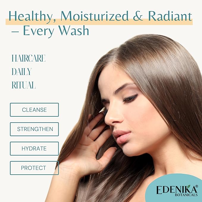 Edenika Botanicals Moroccan Argan Oil Shampoo with Biotin | Repairs Treated, Dry & Damaged Hair, Deeply Hydrating & Nourishing, Paraben & Sulfate Free, Men & Women (16 fl oz Each)