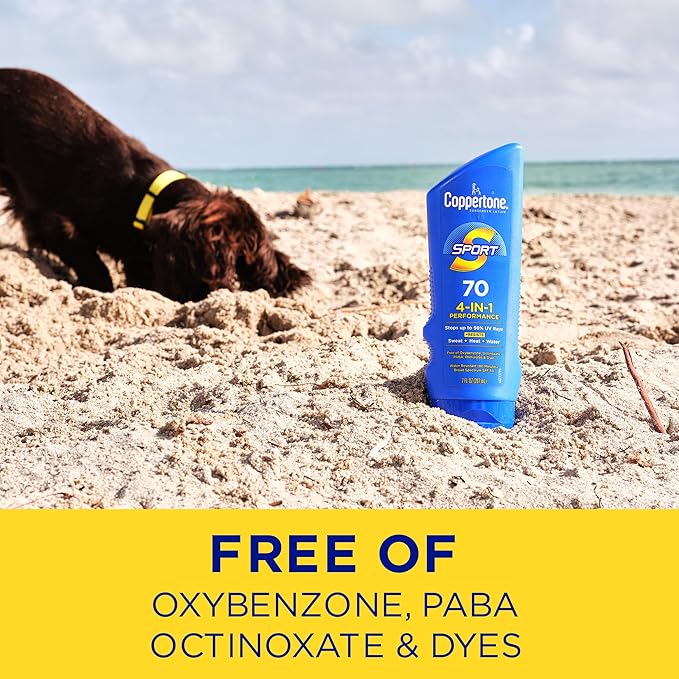 Coppertone Sport Sunscreen Lotion, Broad Spectrum SPF 70 Sunscreen Multi Pack, 7 Fl Oz, Pack of 2