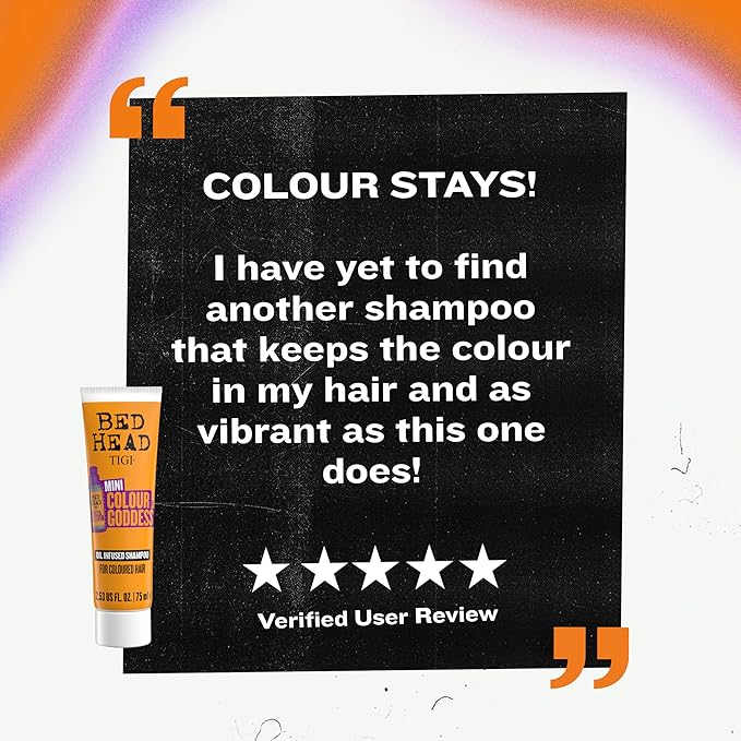 Bed Head by TIGI Colour Godess Shampoo Travel Mini – Oil Infused Shampoo for Color Treated Hair, 2.53 fl oz