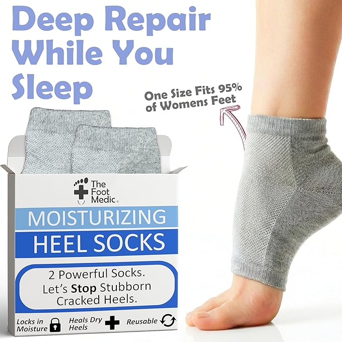 Moisturizing Socks for Cracked Heel Treatment: Socks for Cracked Heel Repair, Silicone Toeless Socks, Spa Gel Socks for Dry Cracked Feet Women, Lotion Moisture Pedicure Socks