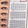 TNFVLONEINS Bunny Lash Clusters Natural Manga Eyelash Clusters 10-12-14mm Wispy Cluster Eyelash Extensions Clear Band Individual Lashes Clusters C Curly Eye Lashes Clusters