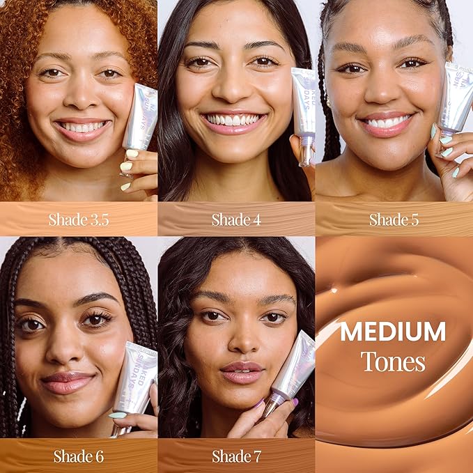 Naked Sundays BeautyScreen Peptide Foundation Tint - SPF 50 Tinted Sunscreen & Skincare Makeup with Zinc Oxide, Niacinamide - Lightweight Natural Coverage, 6 Tan Caramel, 1.01 oz