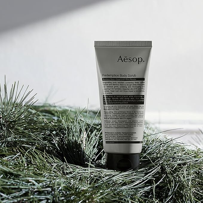 Aesop Redemption Body Scrub | Fine-Grain Exfoliating Body Polish with Bamboo, Pumice & Sage | Smoothing, Cleansing Scrub for All Skin Types – Fresh Alpine, Woody Aroma | 6.2 oz