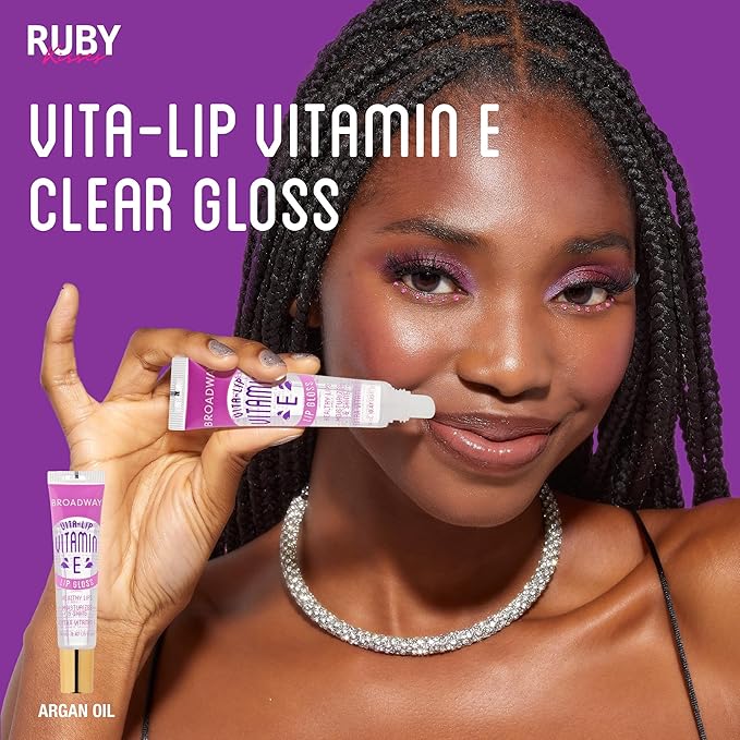Ruby Kisses Broadway Vita-Lip Clear Lip Gloss (Vitamin E 48 Pack), Ultra-Hydrating & Soothing Formula with Multi-Vitamin Oils, High-Shine Non-Sticky Finish, Healing Lip Balm for Healthy Lips