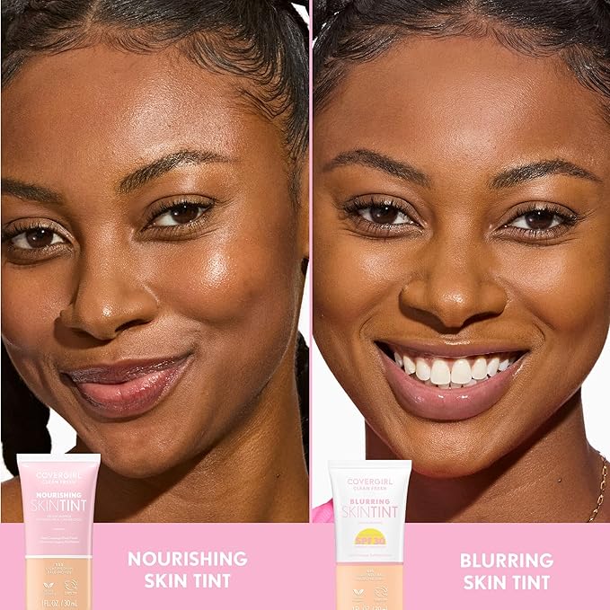 COVERGIRL Clean Fresh Blurring Skin Tint with SPF 30, 455 Rich/Deep Neutral, Liquid Foundation, Soft Matte Finish, Smooths, Brightens, Blurs Pores, Mineral Sunscreen, Vegan Formula