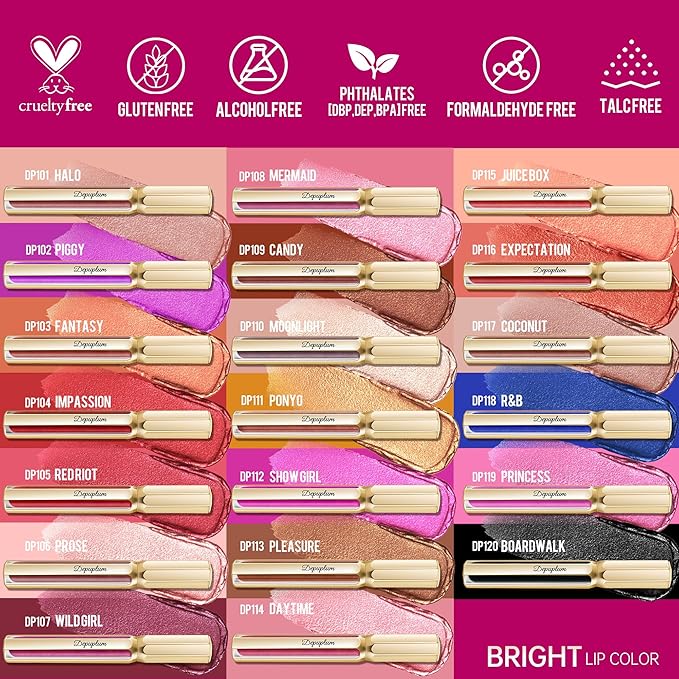 Depuplum Chocolate Lipsticks for Women Dark Brown Metallic Lipstick Long Lasting Shimmer Lip Gloss Glitter Waterproof Lipsticks Full Coverage Lip Color for Mother's Day,DP109 Candy