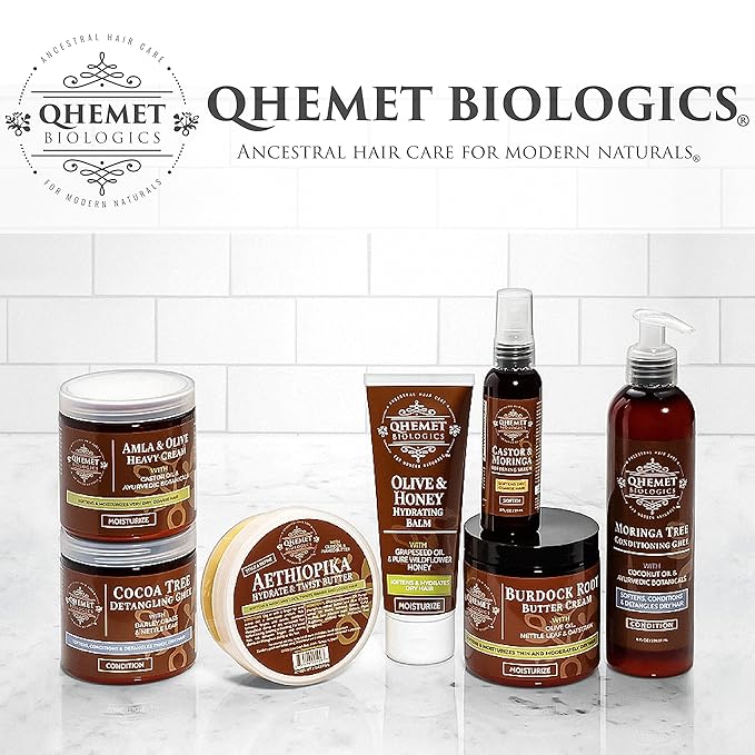 Qhemet Biologics MSM + Rosemary Scalp Nutrients Balm | Food for Hair Growth | MSM, Rosemary, Bhringraj, Castor Oil & Coconut Oil | For Dry Scalp, Thinning & Slow Growth | Vegan (4 oz)