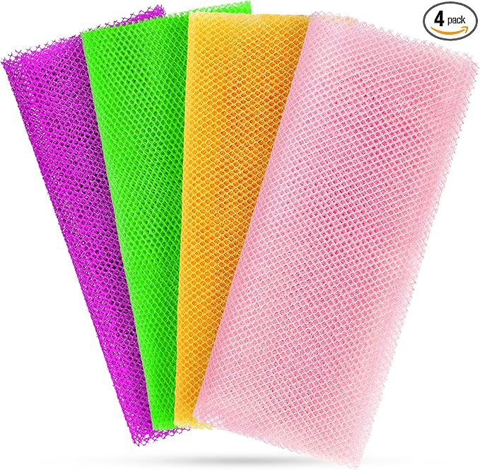 African Net Sponge for Deep Exfoliation – African Net Sponge Authentic, Exfoliating Washcloth, Long-Lasting African Exfoliating Net for Smooth Skin & Cleansing(Purple, Pink, Green, Orange)